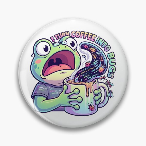 Item preview, Funny Frog “I Turn Coffee Into Bugs” Programmer Meme Design designed and sold by Urben Loop.