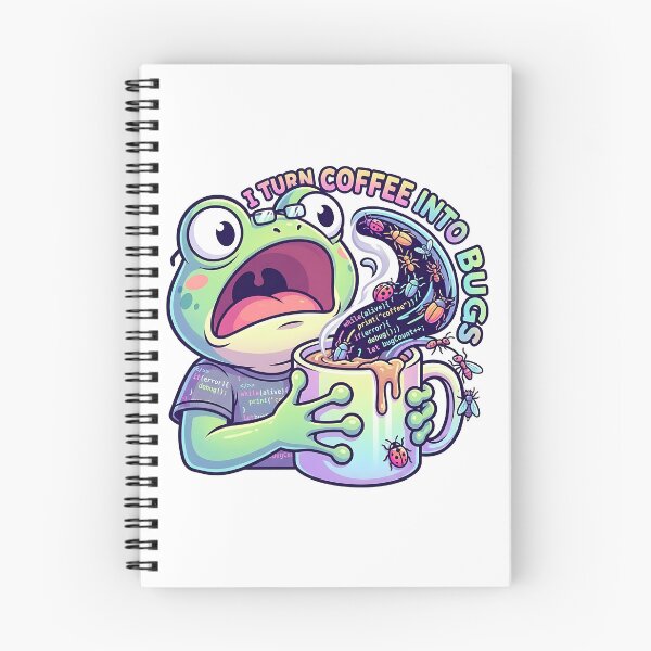 Item preview, Funny Frog “I Turn Coffee Into Bugs” Programmer Meme Design designed and sold by Urben Loop.