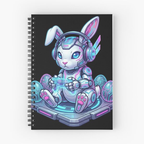 Item preview, Futuristic Gaming Rabbit with Neon Circuit Eggs designed and sold by phamso99999.