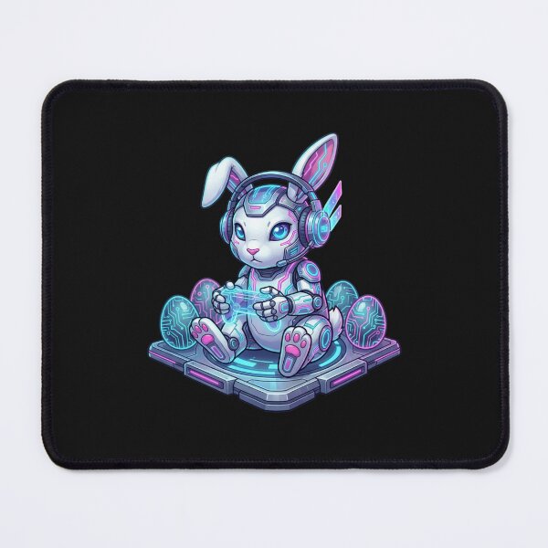 Item preview, Futuristic Gaming Rabbit with Neon Circuit Eggs designed and sold by phamso99999.