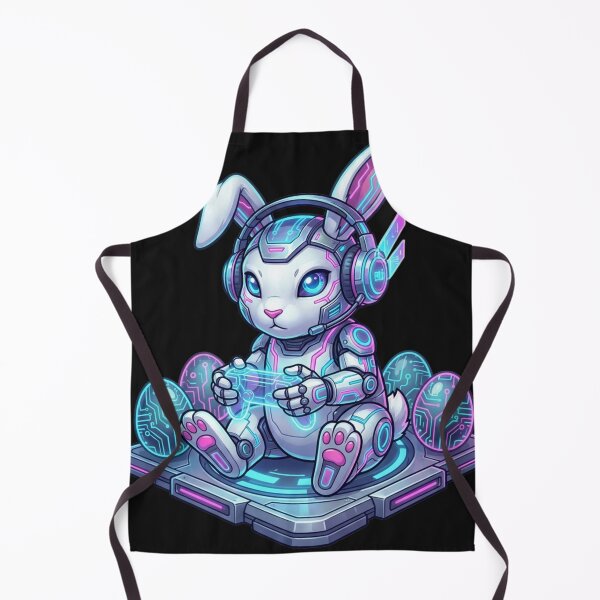 Item preview, Futuristic Gaming Rabbit with Neon Circuit Eggs designed and sold by phamso99999.