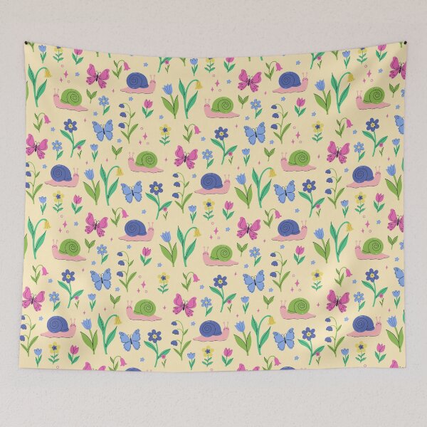 Item preview, cute snails, butterflies, and flowers designed and sold by burbura.