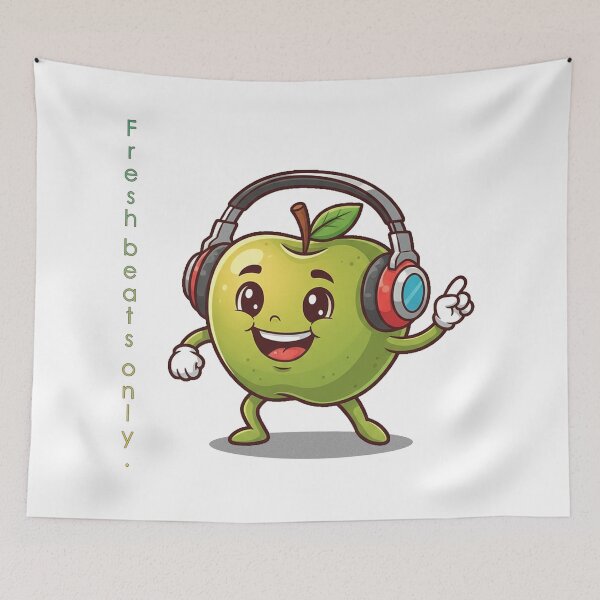 Item preview, Fresh Beats Only – Dancing Apple with Headphones designed and sold by Herzbaumatelier.