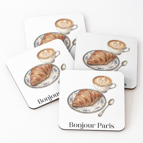 Item preview, Bonjour Paris - Elegant French Cafe Croissant & Coffee designed and sold by TheCuriousPawn.