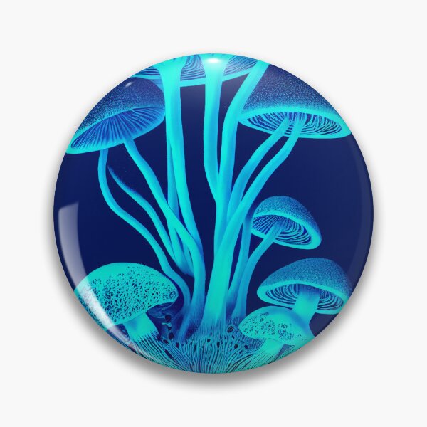 Item preview, Luminescent mushrooms glowing in the of rainforest. Fantasy magic mushrooms in neon light designed and sold by ArtEventET.