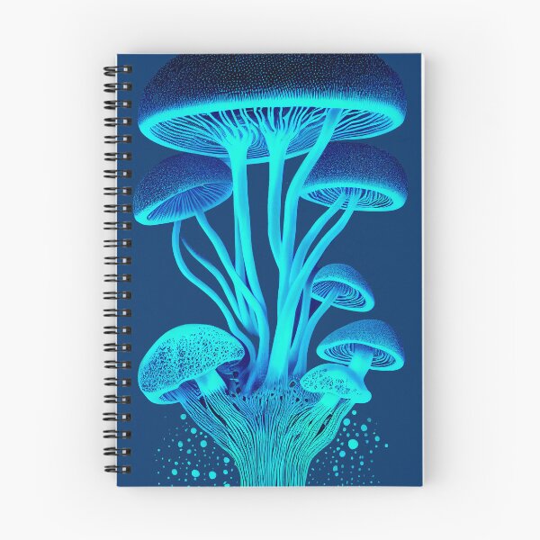 Item preview, Luminescent mushrooms glowing in the of rainforest. Fantasy magic mushrooms in neon light designed and sold by ArtEventET.