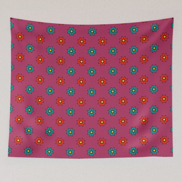 Item preview, Maroon, scarlet & viridian green floral pattern designed and sold by Mint + Midnight.
