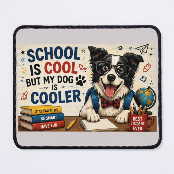 Item preview, School Is Cool But My Dog Is Cooler Funny Back to School Dog Quote designed and sold by PoojaArtLab.