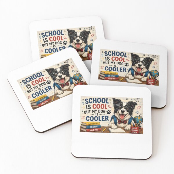 Item preview, School Is Cool But My Dog Is Cooler Funny Back to School Dog Quote designed and sold by PoojaArtLab.