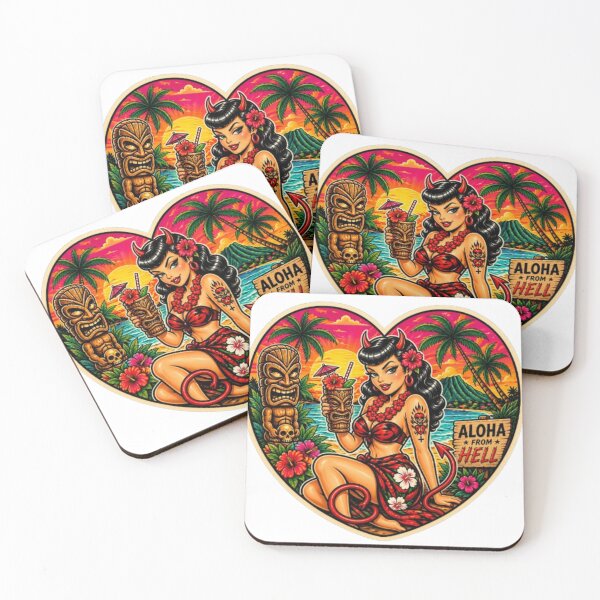 Item preview, Satanic Tiki Rockabilly Pin-Up – Aloha From Hell  designed and sold by Rebel Femme Studio.