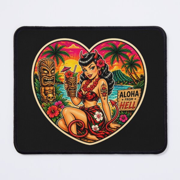 Item preview, Satanic Tiki Rockabilly Pin-Up – Aloha From Hell  designed and sold by Rebel Femme Studio.