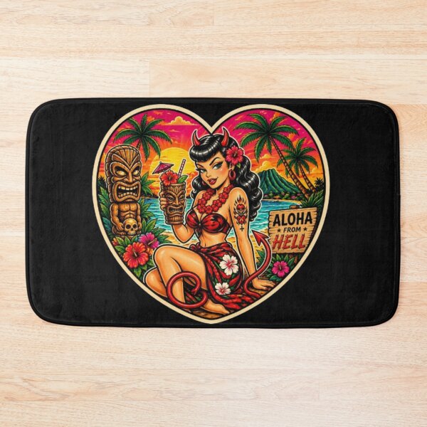 Item preview, Satanic Tiki Rockabilly Pin-Up – Aloha From Hell  designed and sold by Rebel Femme Studio.