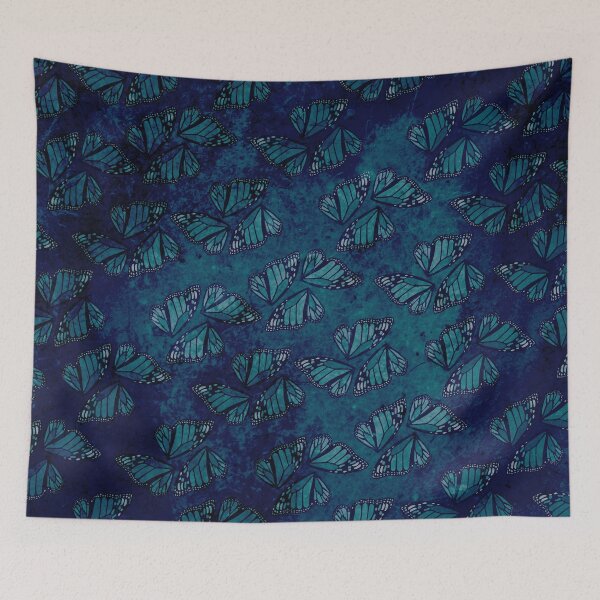 Item preview, Dark Blue Turquoise Monarch Wings Mosaic designed and sold by jocelynsart.