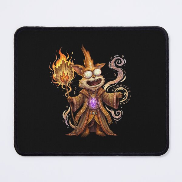 Item preview, Mischievous Magical Cat Wizard with Fiery Staff designed and sold by phamso99999.