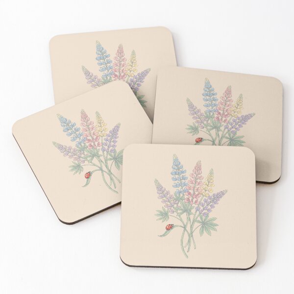 Item preview, Pastel Lupine Wildflowers with Ladybug Botanical Art designed and sold by MythicCotton.