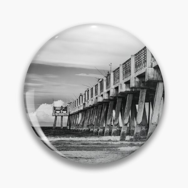 Item preview, The Old Jacksonville Beach Pier In Black and White designed and sold by Kay Brewer.