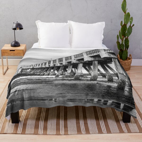 Item preview, The Old Jacksonville Beach Pier In Black and White designed and sold by Kay Brewer.