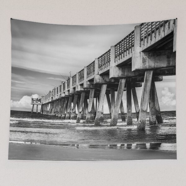 Item preview, The Old Jacksonville Beach Pier In Black and White designed and sold by Kay Brewer.