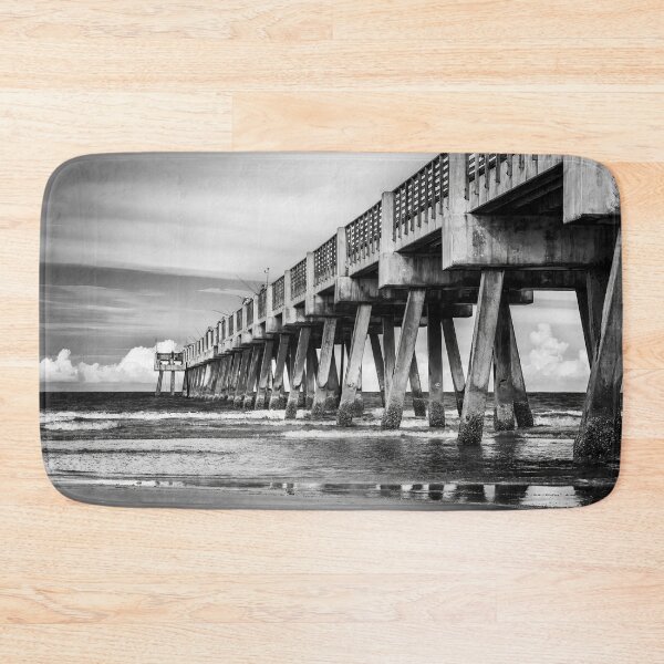 Item preview, The Old Jacksonville Beach Pier In Black and White designed and sold by Kay Brewer.