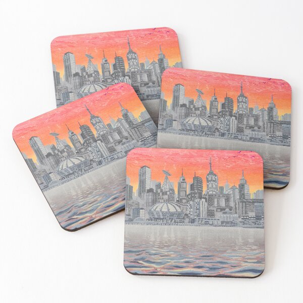 Item preview, London Skyline Sunset Print, Modern Cityscape Wall Art, Thames Southbank Painting, Pink Orange Sky Urban Decor designed and sold by Dominika Brodowska.