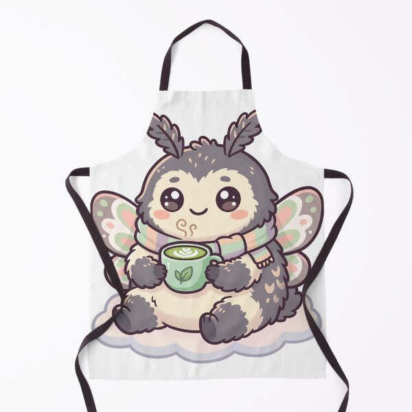 Item preview, Cute Fluffy Moth Drinking Matcha Latte Kawaii Sticker Illustration designed and sold by DiNata.