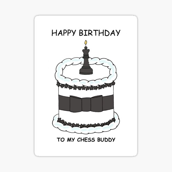Item preview, Happy Birthday Chess Buddy Cartoon Cake With Chess Piece Candle designed and sold by KateTaylor.