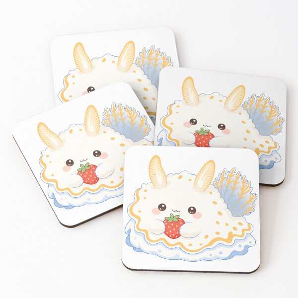 Item preview, Kawaii Sea Bunny Nudibranch Sticker Illustration with Strawberry designed and sold by DiNata.
