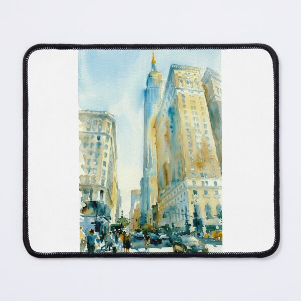 Item preview, Manhattan Boulevard – Watercolor Cityscape designed and sold by caracatita75.