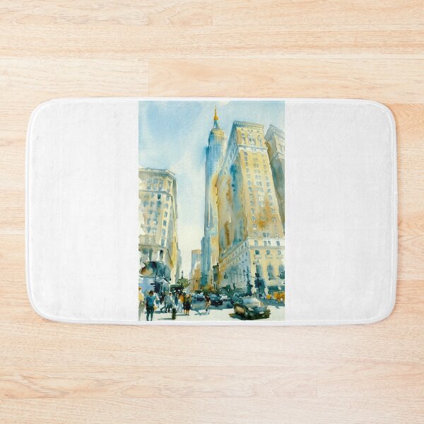 Item preview, Manhattan Boulevard – Watercolor Cityscape designed and sold by caracatita75.
