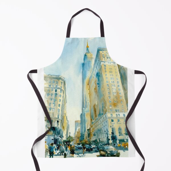 Item preview, Manhattan Boulevard – Watercolor Cityscape designed and sold by caracatita75.