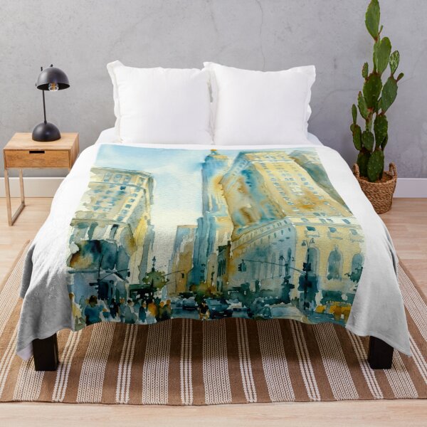 Item preview, Manhattan Boulevard – Watercolor Cityscape designed and sold by caracatita75.