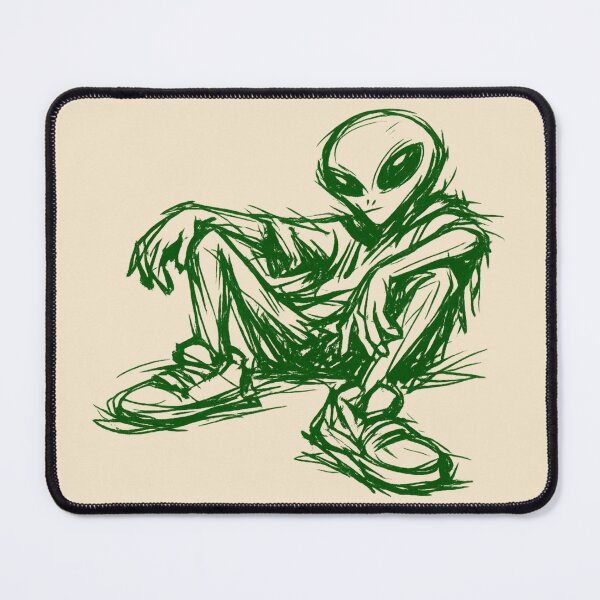 Item preview, Abstract Alien Sketch Green Streetwear Graphic | Minimal Grunge Creature Art designed and sold by JonelCrafts.