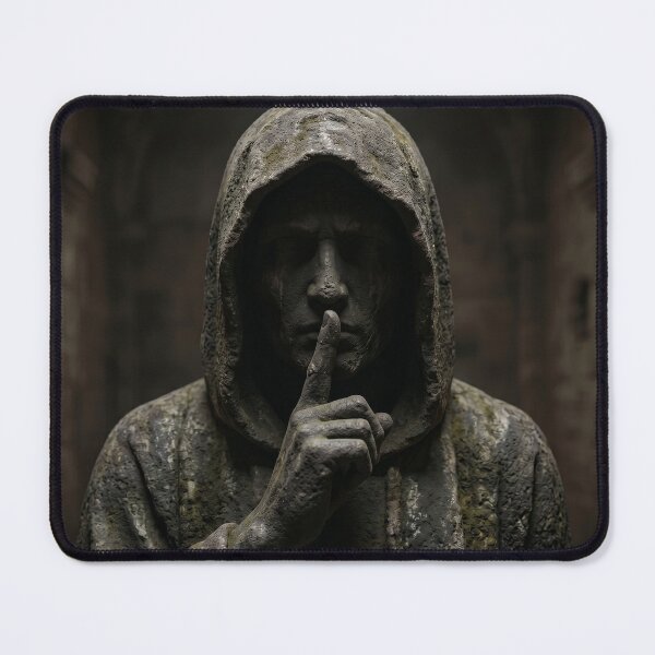 Item preview, Silent Hooded Figure T-Shirt | Gothic Stone Statue Art | Shhh Gesture Mystery | Dark Academia Aesthetic | Secret Silence Sculpture | Horror & Mystic Graphic Apparel designed and sold by SGCreations-78.