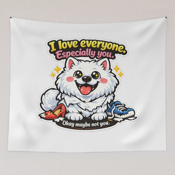Item preview, Funny Cute Dog Meme – I Love Everyone Especially You… Okay Maybe Not You, Kawaii Puppy Cartoon Sticker designed and sold by CosmicSplendor.