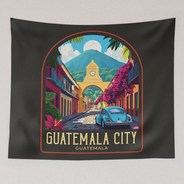 Item preview, Guatemala City Vintage Travel Illustration designed and sold by HomeLivingCo.