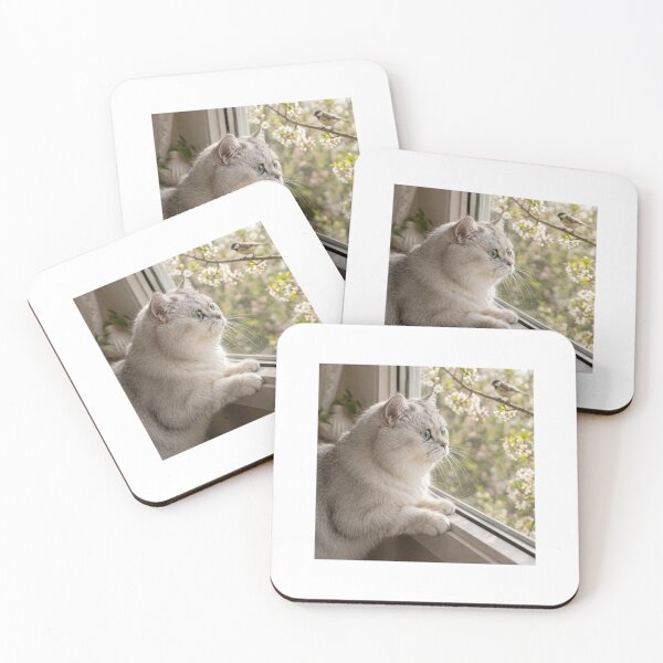Item preview, Cat Watching Bird Through Window designed and sold by LovelyCatGalaxy.