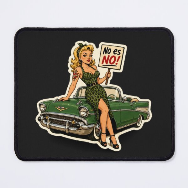 Item preview, No es NO! – Retro Feminist Pin-Up Statement designed and sold by Rebel Femme Studio.