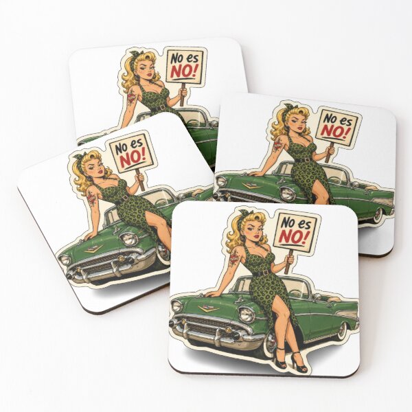 Item preview, No es NO! – Retro Feminist Pin-Up Statement designed and sold by Rebel Femme Studio.