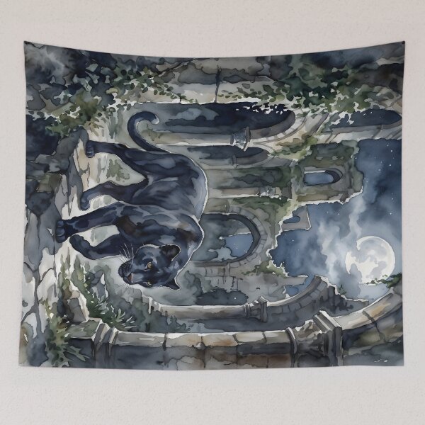 Item preview, Black Panther Stealth in Gothic Moonlit Jungle Ruins designed and sold by RubisLeaf.