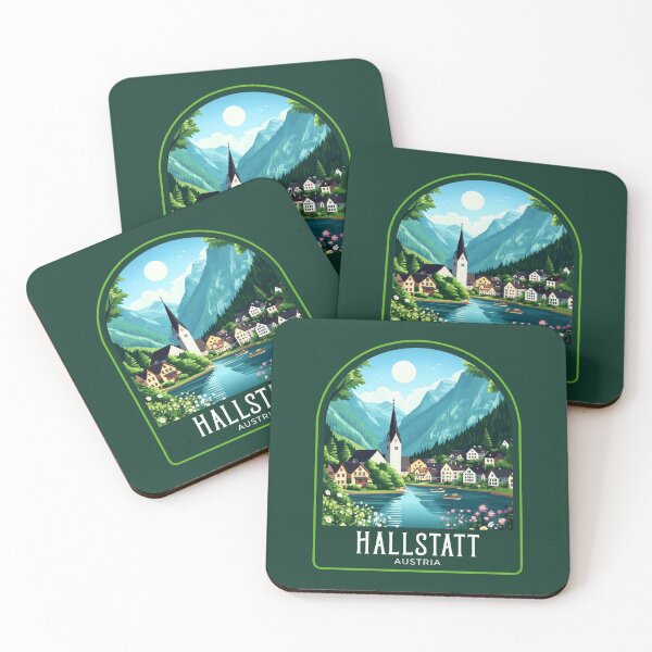Item preview, Hallstatt Vintage Travel Illustration designed and sold by HomeLivingCo.