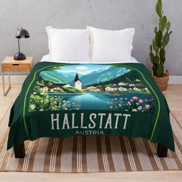 Item preview, Hallstatt Vintage Travel Illustration designed and sold by HomeLivingCo.