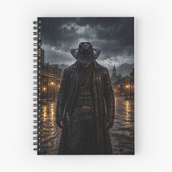 Item preview, Dark Outlaw Cowboy in the Rain – Wild West Gunslinger Night Scene designed and sold by  QuarterHorseArt by Just my Studio.