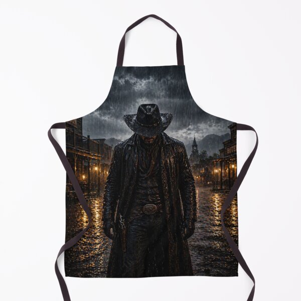Item preview, Dark Outlaw Cowboy in the Rain – Wild West Gunslinger Night Scene designed and sold by QuarterHorseArt by Just my Studio.
