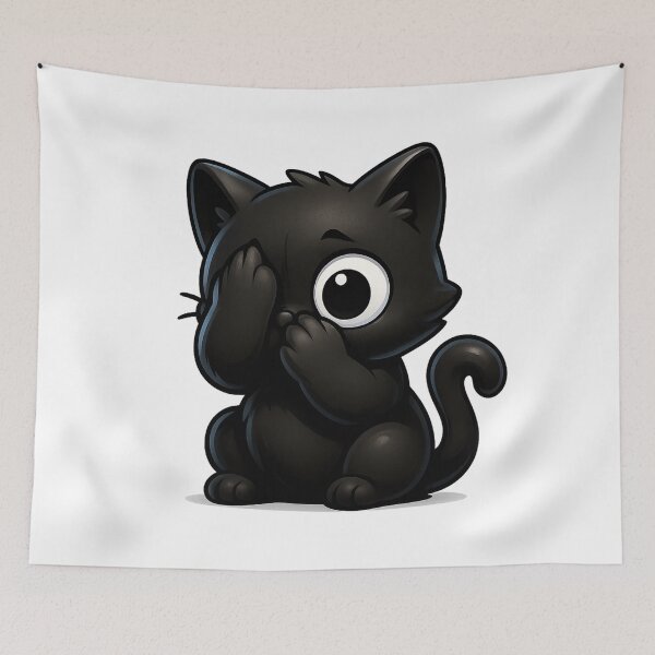 Item preview, Shy Peekaboo Cat | Kawaii Kitty Hiding Face designed and sold by PrintCreations9.