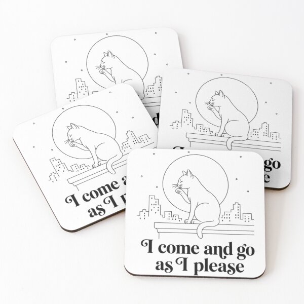 Item preview, I Come And Go As I Please ? Cat Rooftop Night | Minimalist Line Art Cat | Funny Cat Philosophy Gift | Aesthetic Cat Lover Design | Unique Illustrated Cat Art designed and sold by Abhi0.
