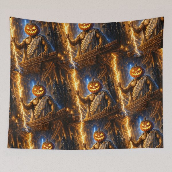 Item preview, Headless Horseman Lightning God in Golden Temple – Gothic Fantasy Epic Art designed and sold by TheHorsemanRidesAgain.