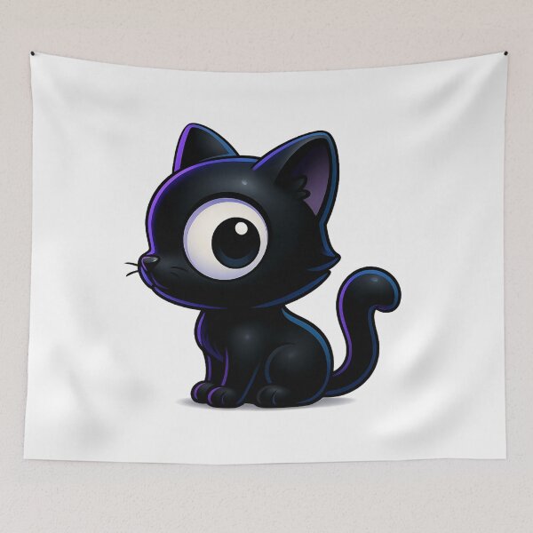 Item preview, Quirky One-Eyed Cat Profile | Kawaii Side View Kitty designed and sold by PrintCreations9.