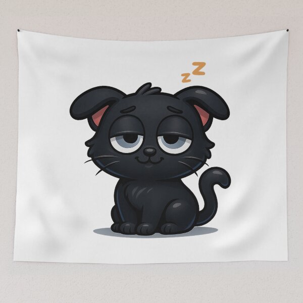 Item preview, Sleepy Droopy-Ear Cat | Kawaii Drowsy Kitty designed and sold by PrintCreations9.