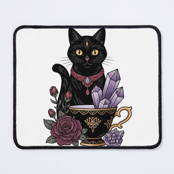 Item preview, Amethyst Crystals Black Cat Black Rose Teacup Gift designed and sold by IllumeInk.