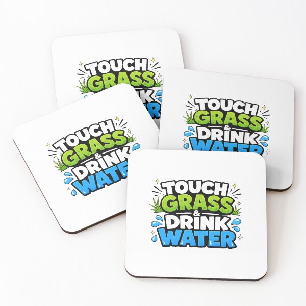 Item preview, Touch Grass And Drink Water Funny Hydration Typogaphy designed and sold by Fenay Designs.